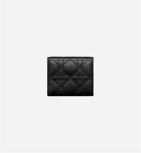 Dior Caro Hibiscus Wallet Black Supple Cannage Calfskin 